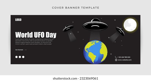 Vector illustration of World UFO Day Fb cover banner mockup Template