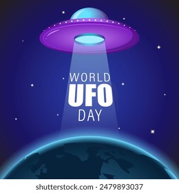 Vector illustration of World UFO Day social media feed template