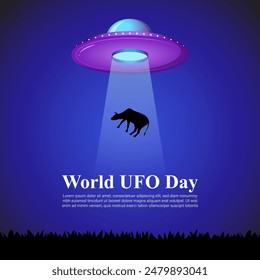 Vector illustration of World UFO Day social media feed template