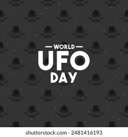 Vector Illustration of World UFO Day. July 2. Seamless pattern. Black background. Flat design vector. Es 10.