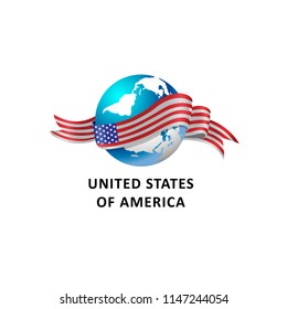 Vector Illustration of a world – world with the usa flag