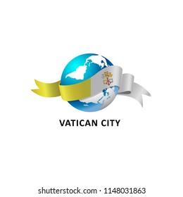 Vector Illustration of a world – world with the vatican city flag