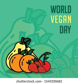 Vector Illustration of World Vegan Day for Social Media Post , Postcard, Banner, Greetingcard