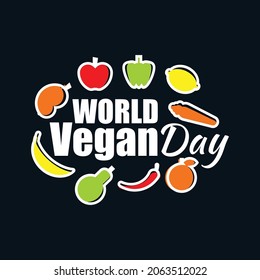 Ilustración vectorial del Día Mundial del Vegan en un fondo oscuro