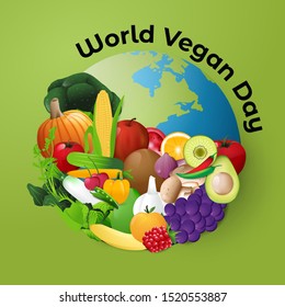 Vector Illustration of World Vegetarian Day for Social Media Post , Postcard, Banner, Greetingcard.
