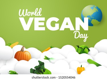 Vector Illustration of World Vegetarian Day for Social Media Post , Postcard, Banner, Greetingcard.