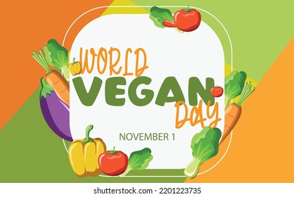 Vector Illustration of World Vegetarian Day. Postcard, Banner, Greeting card.