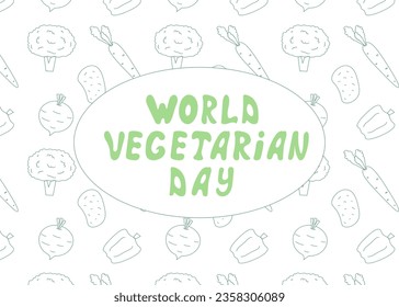 Vector illustration for World Vegetarian Day on 1st of October. Illustration for cards, stickers, banners and posters.