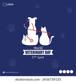 Vector illustration of World Veterinary Day social media feed template