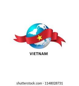 Vector Illustration of a world – world with the Vietnam flag