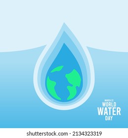 Vector illustration of world water day design background. Water and earth icon. Poster or banner. Flat design vector illustration.