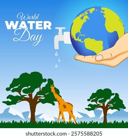 Vector illustration of World Water Day social media template