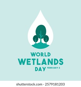 Vector Illustration of World Wetlands Day. February 2. Flat design vector. Poster, banner, card, background. Eps 10.