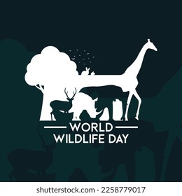 Vector Illustration of World Wildlife Day. March 3. Flat design vector. Poster, banner, card, background. Eps 10.