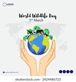 Vector illustration of World Wildlife Day social media feed template