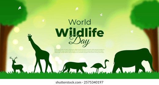 Vector illustration of World Wildlife Day social media template