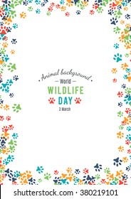 Vector illustration of world wildlife day. Animal background. 3 March, the day of the adoption of the Convention on International Trade in Endangered Species of Wild Fauna and Flora. Vector