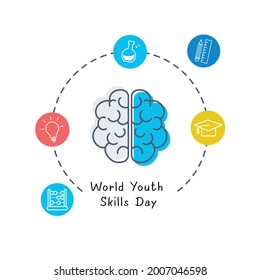 Vector Illustration of World Youth Skill Day, good template for skill icon design.
