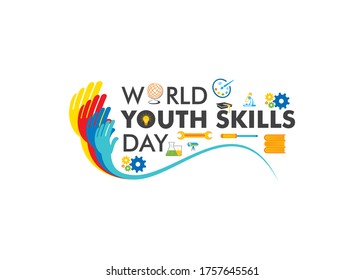 vector illustration for world youth skills day poster or banner design
