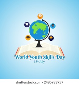 Vector illustration of World Youth Skills Day social media feed template