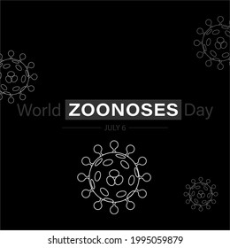 Vector Illustration of World Zoonoses Day July 6.  Zoonotic diseases like Ebola SARS, Rabies, etc.