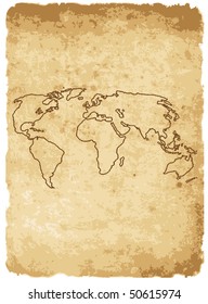 vector illustration of worldmap on old paper