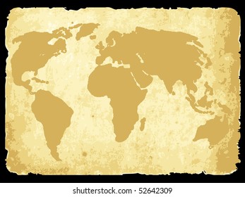 vector illustration of worldmap on old paper