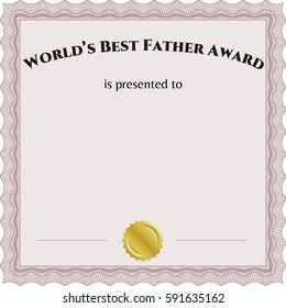 Vector illustration of World's Best Dad Award. Printer friendly. Detailed. Complex design in white color
