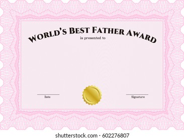Vector illustration of World's Best Dad Award. Detailed. Printer friendly. Complex design. 

