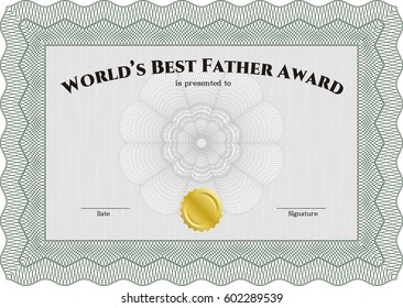 Vector illustration of World's Best Dad Award. Customization, Easy to edit and change colors.Beauty design. Printer friendly. 
