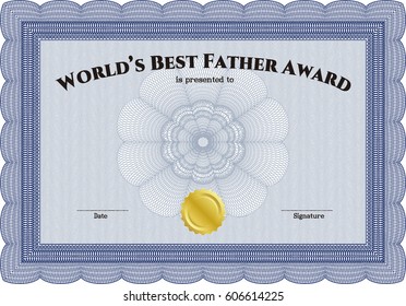 Vector Illustration of World's Best Dad Award Template. Good design. With complex background. Customizable, Easy to edit and change colors. 
