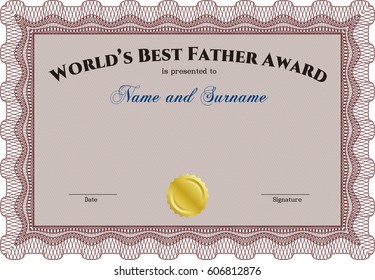 Vector Illustration of World's Best Dad Award Template in maroon color
