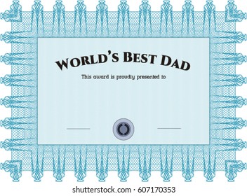 Vector Illustration of World's Best Dad Award. Detailed. Printer friendly. Nice design. 
