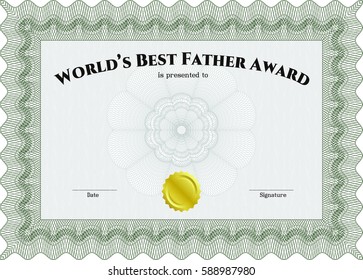 Vector illustration of World's best father award icon in green.
