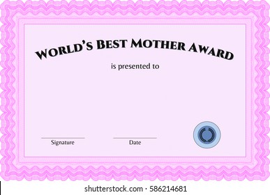 Vector illustration of World's Best Mom Award icon in Pink 
