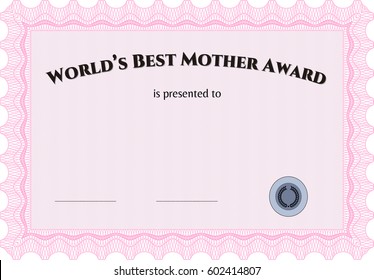 Vector Illustration of World's Best Mom Award Template in pink color
