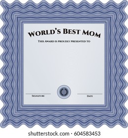 Vector illustration of World's Best Mom Award. Vector illustration.Nice design. With complex linear background. 
