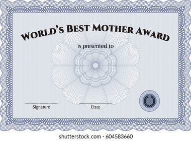 Vector illustration of World's Best Mom Award. Detailed.Beauty design. With background. 

