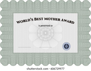Vector Illustration of World's Best Mom Award Template in green color
