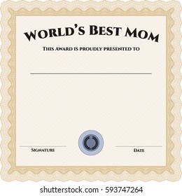 Vector Illustration of World's Best Mother Award Template
