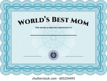 Vector Illustration of World's Best Mother Award in blue color
