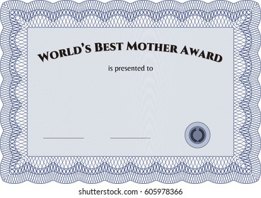 Vector Illustration of World's Best Mother Certificate 
