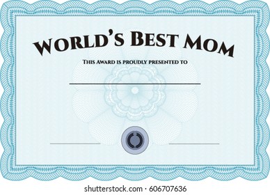 Vector Illustration of World's Best Mother Award Template in blue color
