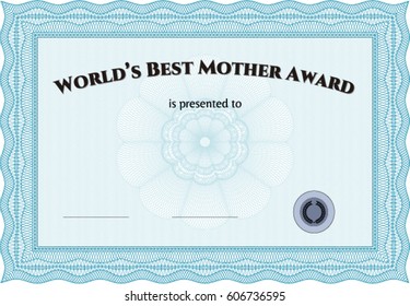 Vector Illustration of World's Best Mother Award in Blue Color
