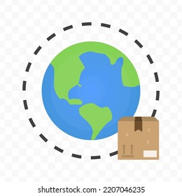 Vector illustration of worldwide package icon sign and symbol. colored icons for website design .Simple design on transparent background (PNG).