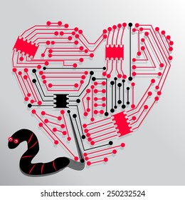 Vector Illustration Of The Worm Of Doubt And Heart