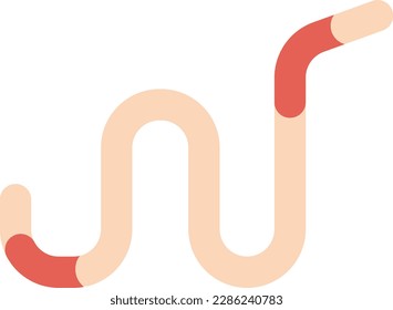 Vector illustration of a worm or earthworm. Pink worm. Earthworm on transparent background.