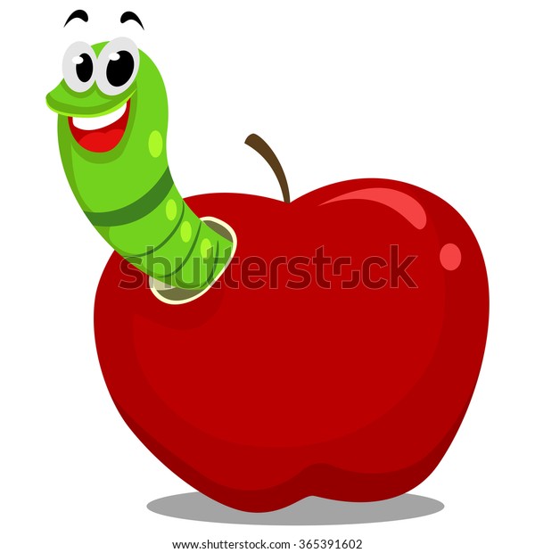 Vector Illustration Worm Inside Apple Stock Vector (Royalty Free) 365391602