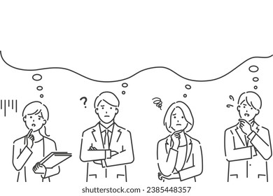 Vector illustration of a worried business person looking up. upper body