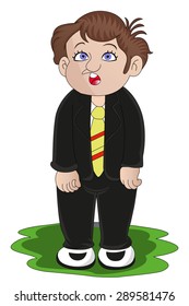 Vector illustration of worried businessman isolated on white background.